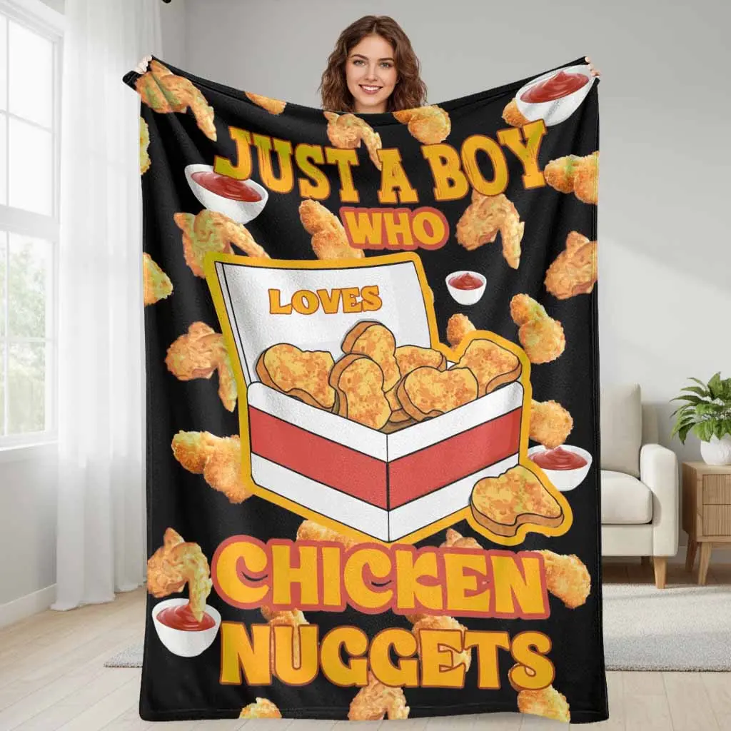 Chicken Nuggets Print Flannel Blanket - Soft, Warm, Cozy, Lightweight Durable Throw Blanket for Home Use, Sofa - Machine Washable Gift Decor by summerwins