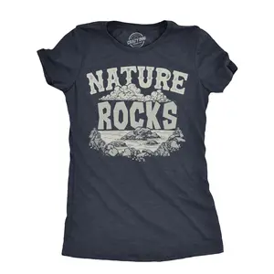 Womens Nature Rocks T Shirt Funny Outdoor Geology Lovers Joke Tee for Ladies Funny Womens T Shirts Cute Vintage Fashion Casual Ladies T-Shirt Gift Environmental Tops for Women Funny Sarcastic Top Women's Navy -