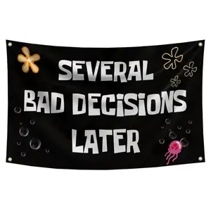 Tapestry  Several Bad Decisions Later 3x5Ft Funny Tapestry for Wall Hanging College Dorm Room Decorations Bedroom Living Room Banner with 4 Grommets Flag