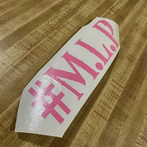 MLP #MLP Decal - White Background with Pink Text, Easy to Apply Design for Personalization size 8”x2”