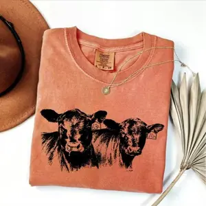 Comfort Colors Cute Cow Vintage T-shirt Western Country Tee Farm Animal Graphic Top Funny Cow Lover Gift Rustic Country Tee