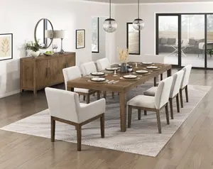 Homelegance 2447-102-7PC 7-Piece Matisse Dining Table Set, Rich Brown Wood Finish, 102 in Table with Leaf