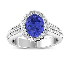 Genuine Tanzanite and Diamond Bridge Ring tanzanite december birthstone ring