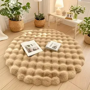 This modern, luxurious bubble fleece rug is fluffy, warm, and comfortable, suitable for bedrooms, living rooms, and other spaces. It is easy to clean, versatile, and can be used as a footstool or decorative item.