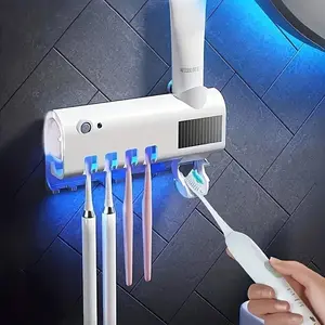 UV Toothbrush Cleaner Wall-Mounted Toothbrush Holder with UV Light and Rechargeable Battery, Helps Reduce Bacteria and Maintain Toothbrush Cleanliness, Smart Timer Function