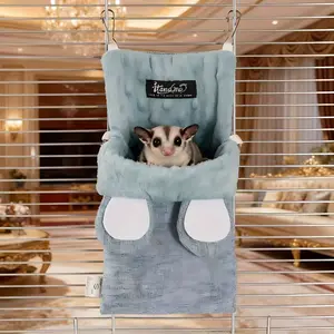 Sugar Glider Sleep Nest, Thickened Warm Winter Style, Made of Plush Canvas, Portable and Non-Slip, Suitable for Outdoor Use, Ideal for Small Pets, Holds 2-3 Sugar Gliders, with Space for Heating Pad