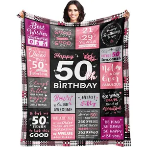 50th Birthday Gifts for Her - 50th Birthday Decorations for Women - 50 Year Old Birthday Gifts - Happy 50th Birthday Gift Ideas for 50 Year Old Woman - 1975 Birthday Decoration Throw Blanket