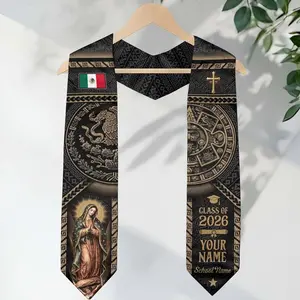 Custom Name & School Mexican Graduation Stole, Mexican Flag Graduation Sash, Mexico Stole Class of 2026, Aztec Pattern Sash Senior Grad Gift