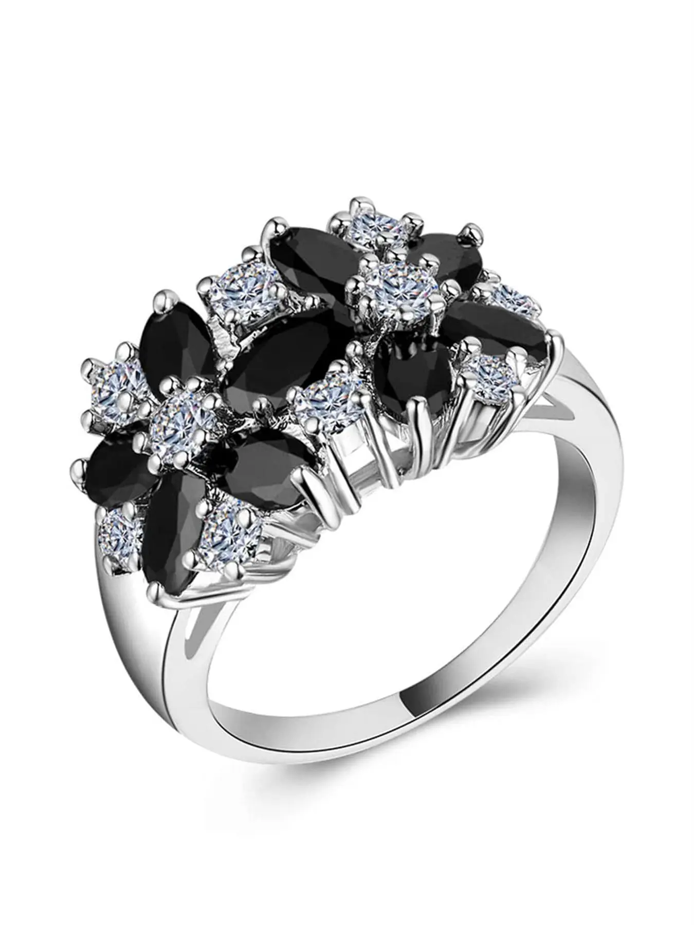 1 PC Glamorous Cubic Zirconia Ring For Women Wedding Cluster Ring Engagement Valentine's Day Party Gift Sparkling Zircon Inlay