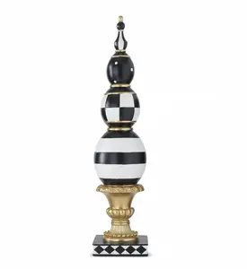 40 Inch Gold Black And White Easter Egg Finial