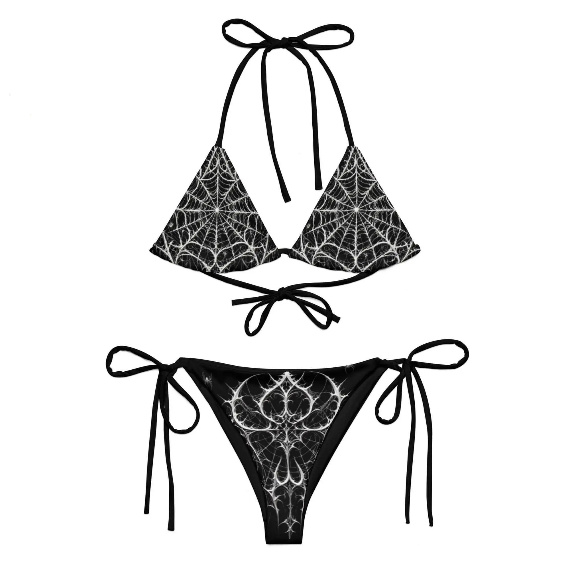 Gothic Bikini Bikini Beach Goth Clothing Recycled Bikini Spiderweb Swimsuit Alt Dark Swimwear Spooky Summer Bikini For Women