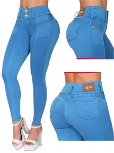 Jean's Cintura Alta levanta Cola Colombianos high waist Jean’s Bottom Womenswear Compression Denim  Fabrics 7304