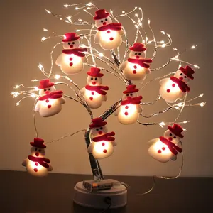 [Free Ship] LIVOA LED Snowman String Lights Battery-Powered Christmas Fairy Lights Festive Holiday Decorations for Bedroom Living Room Tree Party Décor Warm Glow Winter Ornament for Home
