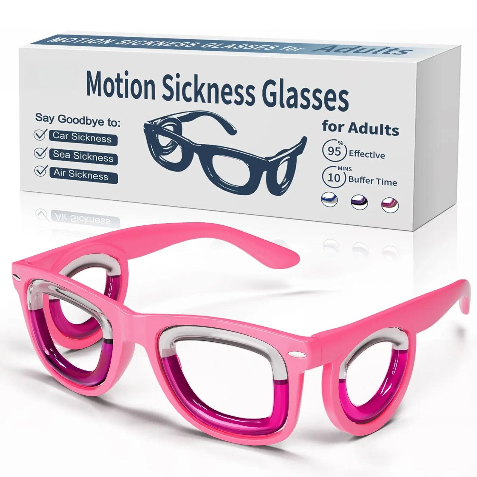 Anti-Motion Sickness Glasses | Ultra-Light Ergonomic Design for Cars/Travel/Cruises | Portable Nausea Relief