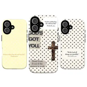 Christian Polka Dot Bible Verse Phone Case, God Is Within Her Psalm 46:5 Faith Aesthetic Cover for IPhone 11 12 13 14 15 16 17 Pro & Pro Max, Leopard Cross Christian Quote Design, Soft Girly Minimal Christian Style, Perfect Gift for Her, Girl, Women