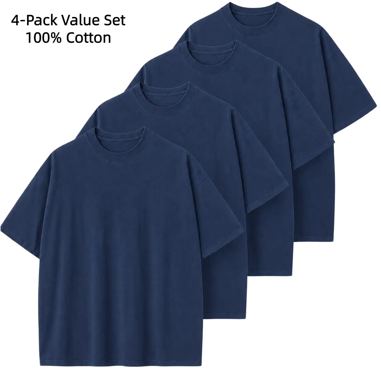 Men's 4-Pack Oversized T-Shirts in 100% Cotton, Plain Drop Shoulder Crewneck, Lightweight Unisex Casual Streetwear Tops, Chinese New Year, Affordable Fashion, Foldable, Shortsleeve, Breathable, Layer, Ribbed, Cargo, Hoodie