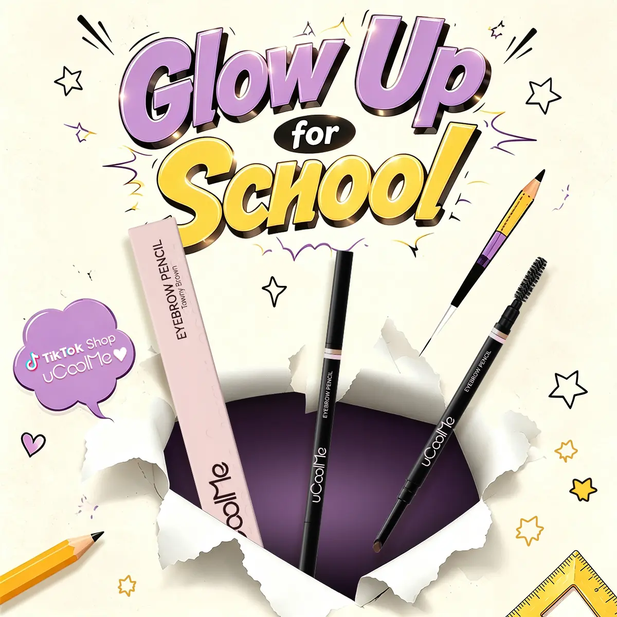 UCOOLME Fine-Tip Eyebrow Pencil, 24H Long-Lasting, Waterproof and Smudge-Proof Makeup for Natural-Looking Brows, All Skin Types, 1 Count, Natural Look, Cruelty Free, Brow Enhancement Eyebrow Pencils, Formaldehyde Free, Non-Toxic, Smoothening, Single Item,
