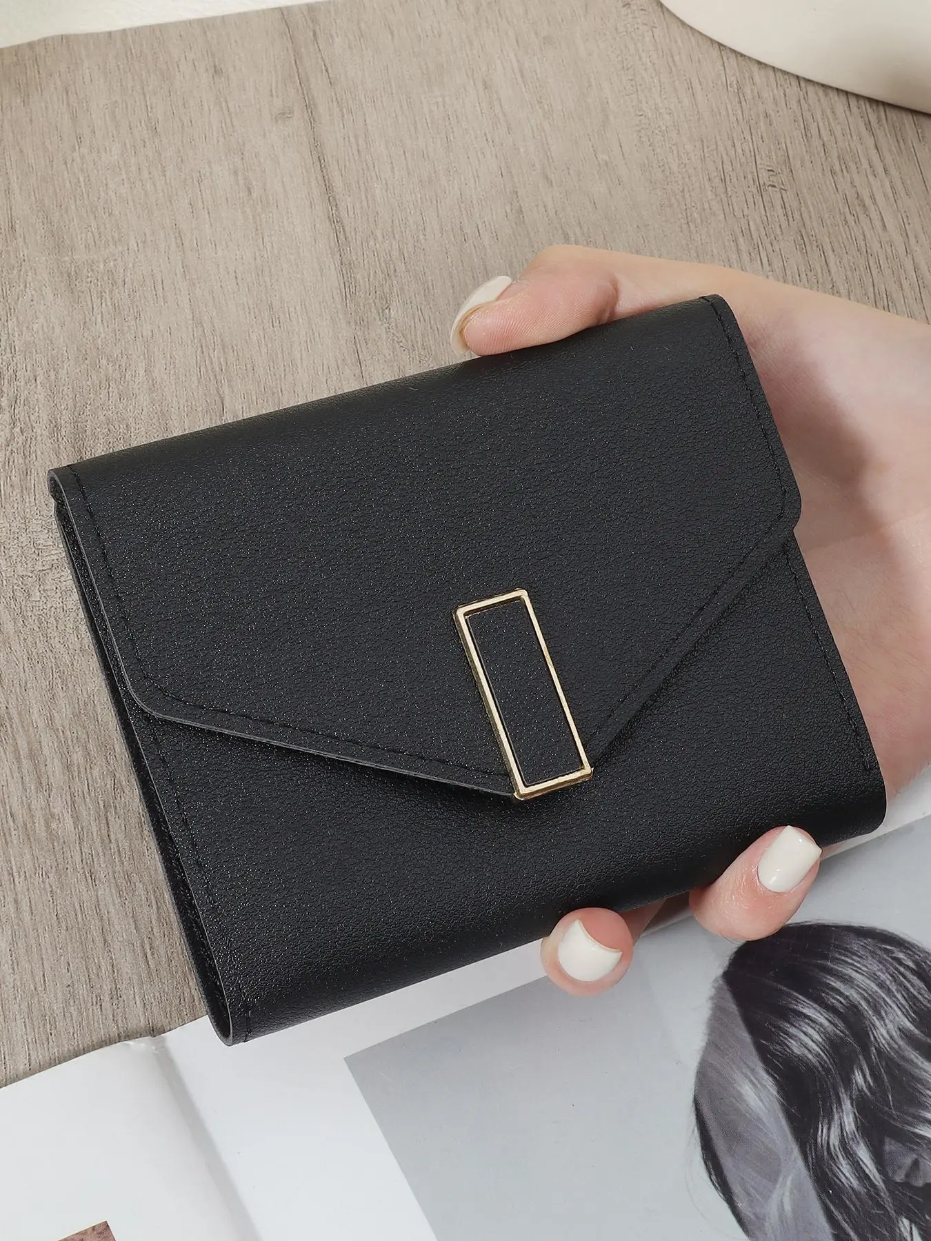 Women's Elegant Solid Color Short Wallet, Simple Multi Card Slot Wallet, PU Card Holder, Card Id Slots, Lightweight Triple Fold Wallet, Fashionable and Slim Wallet, Trifold Card Holder, Card Slots Pocket