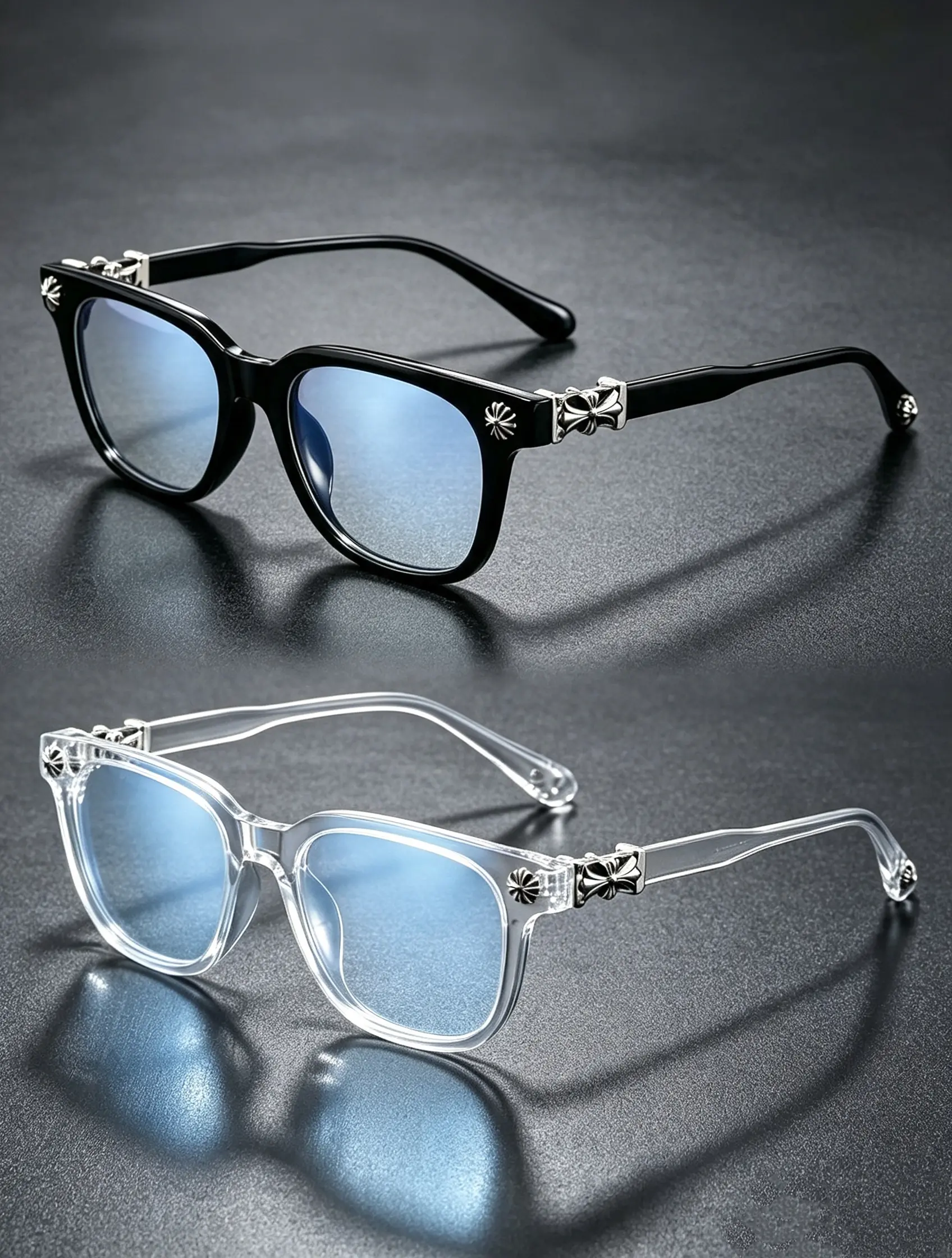 【VowTraverse】2‑Pack Unisex Vintage Cross‑Accent Glasses, Anti‑Blue‑Light Optical Frames, Trendy Eyewear Set for Daily Outdoor Sports & Indoor Computer Use