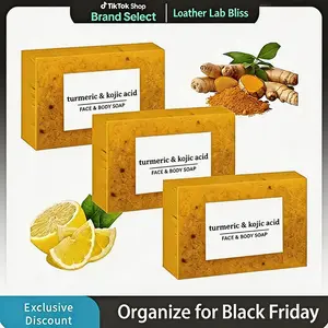 Lemon Turmeric 3pcs Kojic Acid Soap - Gentle Dark Spot Remover for Face Acne Cleanser Cream Cleansing turmeric soap Face Facial Skincare Radiant Comfort