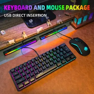 RGB Gaming Keyboard and Mouse Combo - 61 Key Compact Wired Set, Ergonomic Design, Backlit Keyboard Mouse for PC, Laptop, Mac, PS4, Xbox