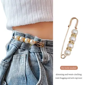 Tightening waist clip to fix clothes, skirts, waist circumference, reducing size, multifunctional brooch, anti glare artifact, pearl waist clip, shoulder bag decoration clip