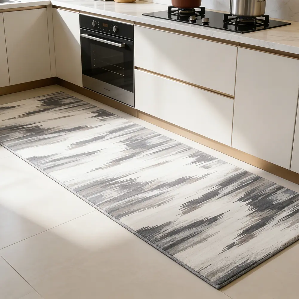 2‘x6’  Washable Boho Runner Rug, Non Slip Rubber Backing Low Pile Stain Resistant Carpet for Hallway Kitchen Bathroom Laundry Room, Pet & Kid Friendly