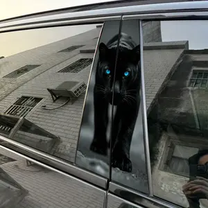 2pcs Black PantherBlue-eyed Panther Car Sticker B-Pillar DIY Center Pillar Film Decorative Car Accessory Decal For Cars