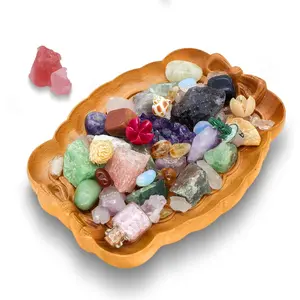 Bow Tie Crystal Storage Tray, Crystal Holder Organizer for Rocks, Gems, and Stones; Wooden Offering Bowl for Crystals Display, Decorative Bowl for Jewelry, Essential Oil and Nail Polish