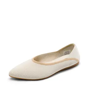 DREAM PAIRS Women's Pointed Toe Knit Ballet Flat Slip-Ons - Breathable, No-Lace, Rubber-Sole Casual Shoe Footwear, Pointed Ballet Flats
