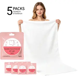 Premium Compressed Towel Tablets,Disposable Towels Extra Thick&Large Bath Towel Travel Towel Reusable for Hotel Camping Sports Hiking Beach Swimming Vacation (55" x 27.5" (5 Packs))