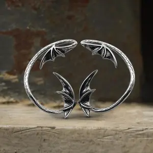 GTHIC Devil Wings Ear Cuffs Stainless Steel Statement Jewelry for Men Women Daily Wear