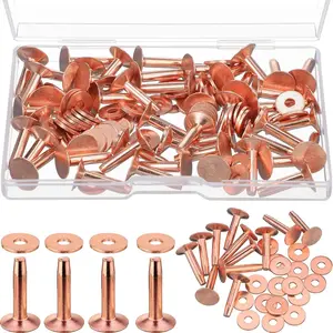 Copper Rivets and Burrs 50 Sets Copper Rivets Leather Pure Copper Rivet Setting Tool Belts Wallets Collars Leather DIY Craft Supplies
