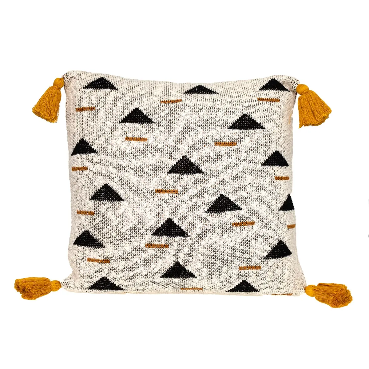 212 MAIN Parkland Collection Poki Square Throw Pillow - 100% Cotton, Knitted Weave, Geometric Print, Beige, Transitional Style, Indoor Use