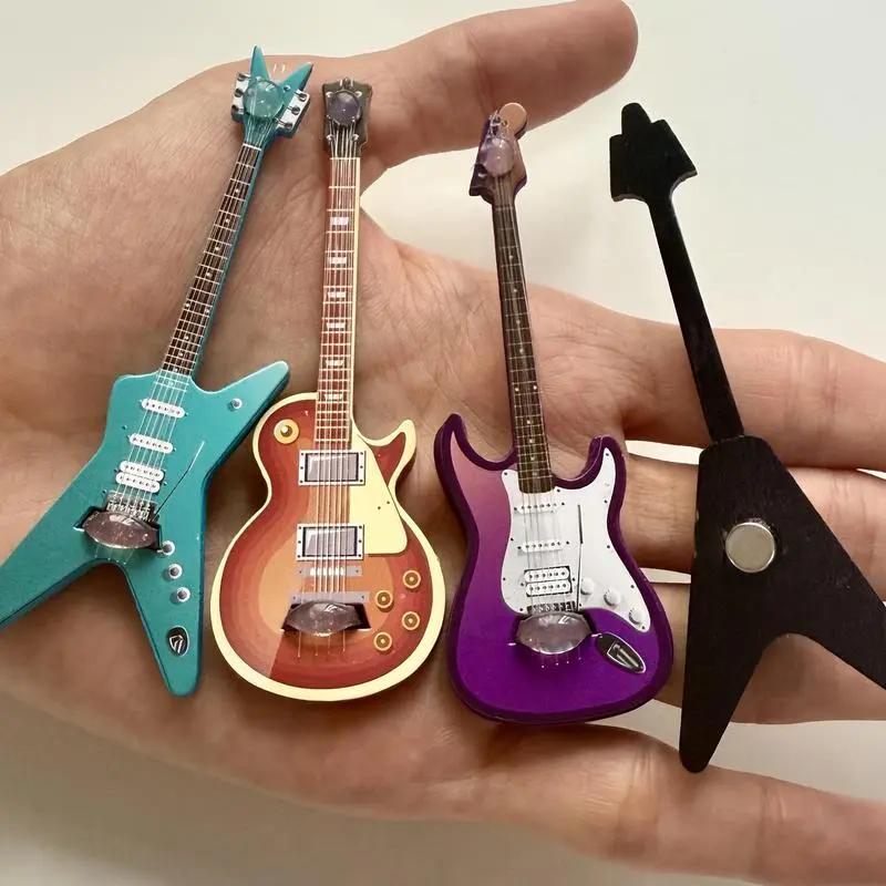 Guitar Shaped Fridge Magnet, 4 Counts/set Cute Guitar Design Fridge Magnet, Home Decor for Kitchen Office, Kitchen Utensils