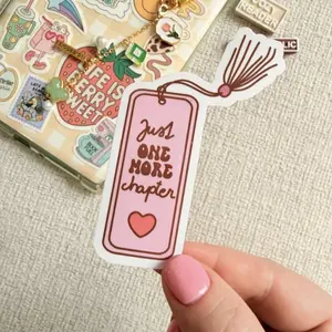 Cozy Pink Book Sticker Just One More Chapter Cute Vinyl Book Lovers Girly Aesthetics Humorous Design Waterproof Decorative Ornaments for Personalizing Books Notebooks