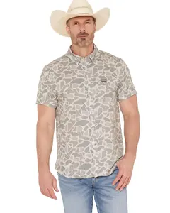 Burlebo Men's Men'S Camo Print Short Sleeve Button-Down Western Shirt - Pbu-Cdc