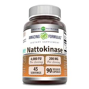 Amazing Formulas Nattokinase Supplement 100mg 90 Veggie Capsules | 2000 FU Enzyme Activity from Pure Nattokinase | Non-GMO | Gluten Free | Made in USA | Ideal for Vegetarians