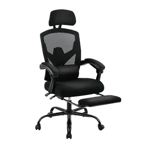 Sweet Furniture F Ergonomic Office Chair, High Back Office Chair with Lumbar Pillow & Retractable Footrest, Mesh Office Chair with Padded Armrests and Adjustable Headrest, Height Adjustable