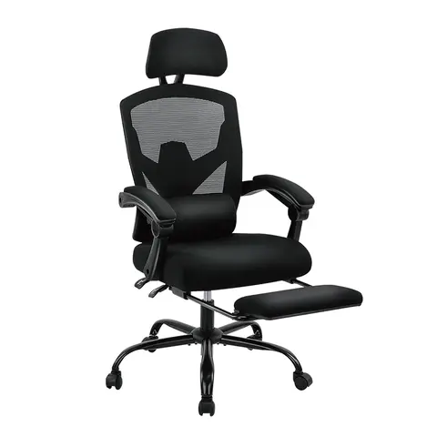 Sweet Furniture F Ergonomic Office Chair, High Back Office Chair with Lumbar Pillow & Retractable Footrest, Mesh Office Chair with Padded Armrests and Adjustable Headrest, Height Adjustable
