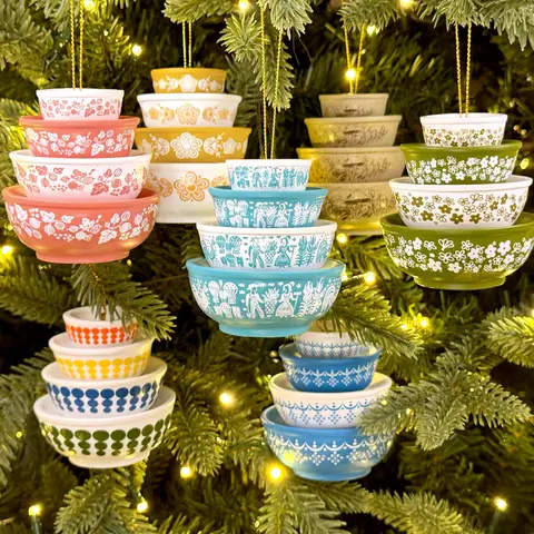 Mini Vintage Bowl Ornament | Retro Christmas Tree Decor