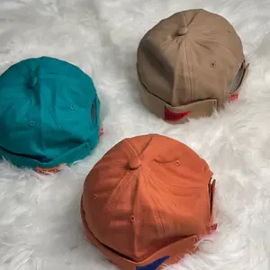 Vintage Letters Embroidered Baby Brimless Hat Boys Girls Hip Hop Docker Cap Adjustable Children Beanie Hats Cotton