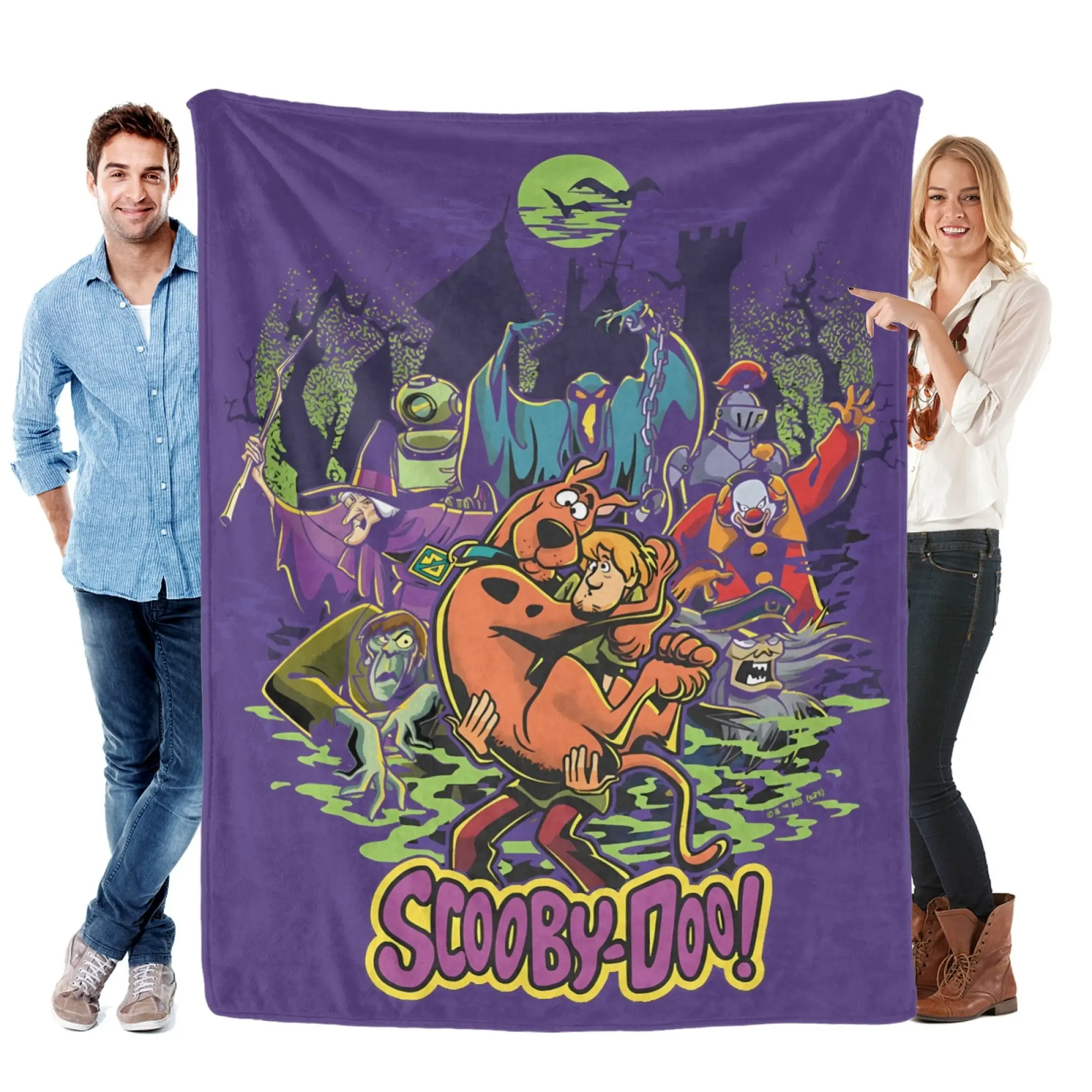 Scooby Doo Inspired Blanket, Classic Cartoon Mystery Theme Soft Fleece Throw Blanket, Halloween Style Cozy Blanket For Couch Bedroom Living Room Decor, Gift For Fans Kids Adults