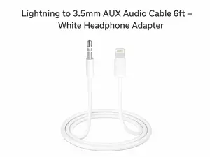 Lightning to 3.5mm AUX Audio Cable 6ft – White Headphone Adapter