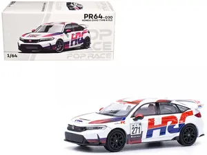 Honda Civic Type R FL5 "HRC - Honda Racing" White with Graphics 1/64 Die Cast Model Car by Pop Race