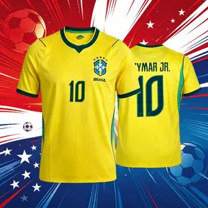 2026 Brazil National Home And Away 10# Neymar 7# 11# Short And Long Sleeve Soccer Jersey Fans Version Breathable