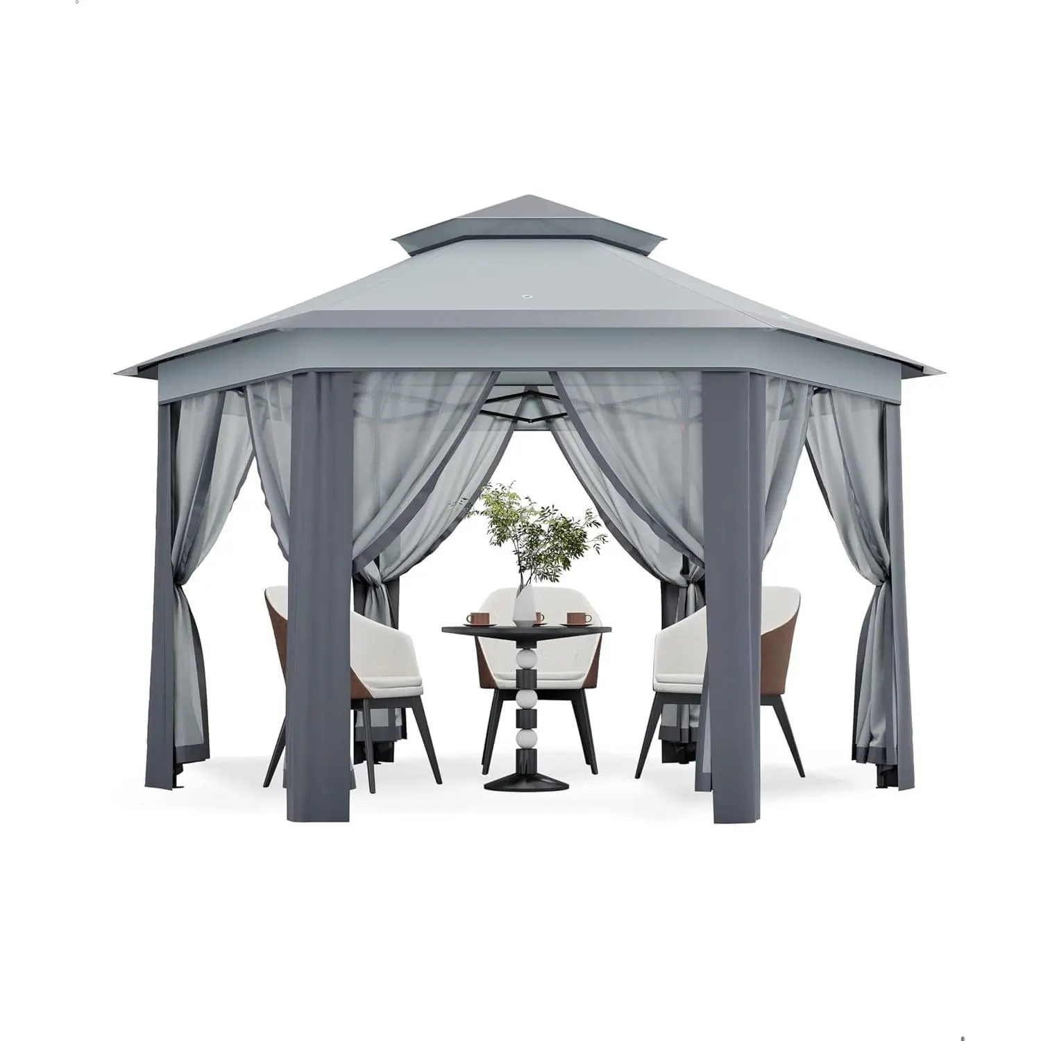 13x13 Canopy Tent, Pop Up Gazebo Tent with Mesh Cover, Outoor Canopy Tents with 4 Sandbags & Wheeled Bag, Large Shade Tents for Camping, Lawn, Backyard, Garden, Patio