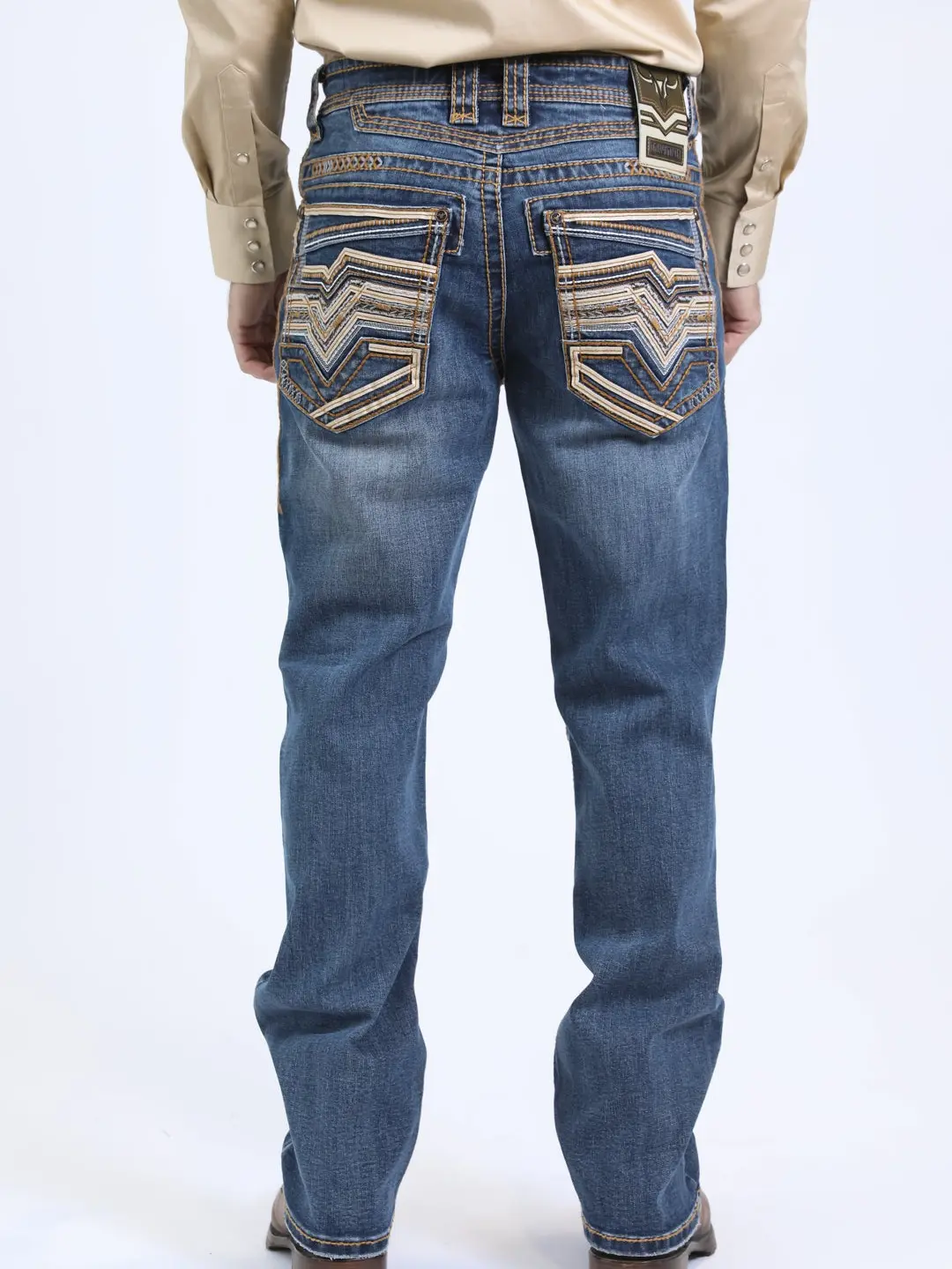Platini Men's Blue Boot Cut Jeans Triple Stitch Signature Pocket Pd10768 nd Classic Style
