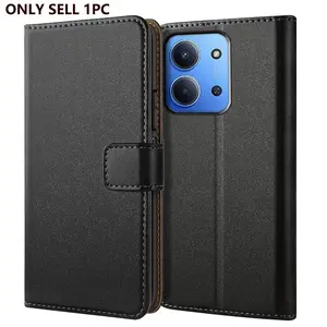 Mobile Phone Case For Xiaomi Redmi 15C, Casing With Kickstand PU Leather Card Slot Black Wallet Flip Protective Phone Case Cover Protector