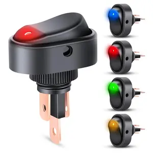 Nilight 5Pcs 12V 30A Round Toggle LED Switch with Red Yellow Blue Green LED Indicator